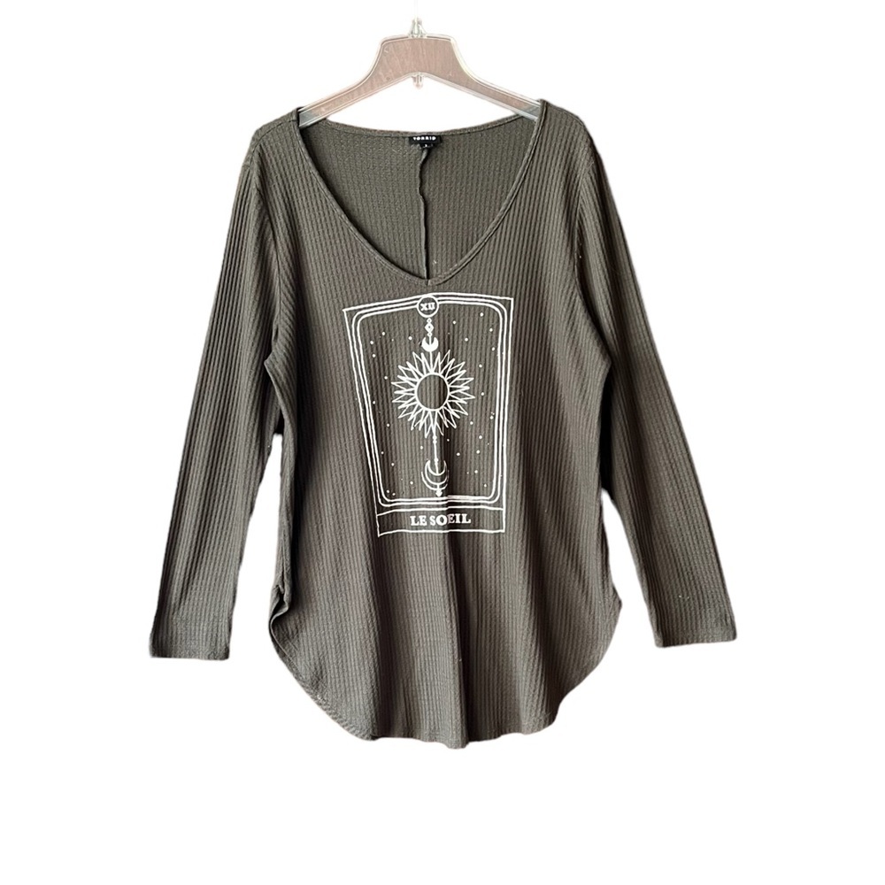 Torrid ribbed casual deep V neck long sleeve top Under the Sun top